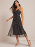 Floral Print Contrast Mesh Cami Dress