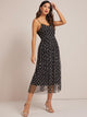 Floral Print Contrast Mesh Cami Dress