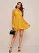 Sheer Yoke Guipure Lace Overlay Skater Dress