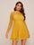 Sheer Yoke Guipure Lace Overlay Skater Dress