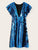 Ruffle Cuff Deep V-neck Sequin Dress