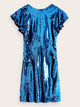 Ruffle Cuff Deep V-neck Sequin Dress