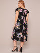 Plus Floral Print Criss-cross A-line Dress