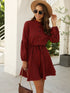 Button Front Drawstring Waist Gingham Dress