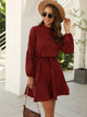 Button Front Drawstring Waist Gingham Dress