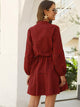 Button Front Drawstring Waist Gingham Dress