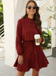 Button Front Drawstring Waist Gingham Dress