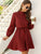 Button Front Drawstring Waist Gingham Dress
