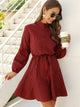 Button Front Drawstring Waist Gingham Dress