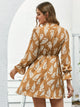 Plants Print Frill High Waist Dress