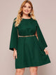 Plus Solid Cloak Sleeve A-line Dress Without Belted