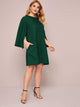 Plus Solid Cloak Sleeve A-line Dress Without Belted