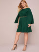 Plus Solid Cloak Sleeve A-line Dress Without Belted