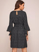 Dalmatian Print Flounce Sleeve Belted Dress