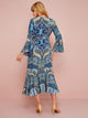 Paisley Pattern Split Thigh Tie Wrap Dress