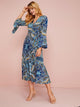 Paisley Pattern Split Thigh Tie Wrap Dress