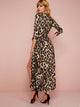 Leopard Print Tie Wrap Split Thigh Dress