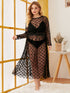 Plus Heart Print Sheer Mesh Dress