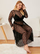 Plus Heart Print Sheer Mesh Dress