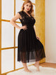 Plus Contrast Lace Sheer Mesh Dress