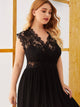 Plus Contrast Lace Sheer Mesh Dress