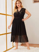 Plus Contrast Lace Sheer Mesh Dress
