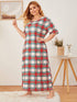 Plus Tartan Print Maxi Night Dress
