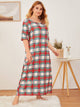 Plus Tartan Print Maxi Night Dress