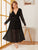 Plus Contrast Lace Sheer Mesh Long Sleeve Dress