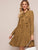 Tie Neck Button Front Ruffle Hem Dress
