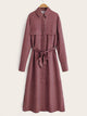 Allover Print Belted Shirt Dress