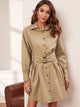 O-ring Belted Button Front Shirt Dress