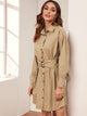 O-ring Belted Button Front Shirt Dress