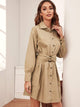 O-ring Belted Button Front Shirt Dress
