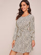 Dalmatian Print Self Tie A-line Dress
