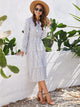 Polka Dot Tie Neck Layered Hem Dress