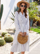 Polka Dot Tie Neck Layered Hem Dress