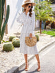 Polka Dot Tie Neck Layered Hem Dress