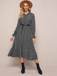 Ditsy Floral Print Ruffle Hem Shirt Dress