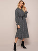 Ditsy Floral Print Ruffle Hem Shirt Dress