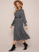 Ditsy Floral Print Ruffle Hem Shirt Dress