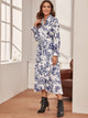Landscape Print Button Through Belted Shirt Dress