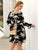 Plus Flounce Sleeve Floral Print A-line Dress