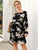 Plus Flounce Sleeve Floral Print A-line Dress