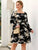 Plus Flounce Sleeve Floral Print A-line Dress