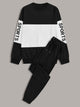 Men Two Tone Sweatshirt & Drawstring Sweatpants