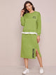 Slogan Graphic Combo Sweatshirt & Side Split Skirt