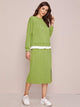Slogan Graphic Combo Sweatshirt & Side Split Skirt