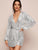 Plunge Neck Sequins Belted Wrap Dress