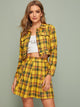 Plaid Button Front Crop Jacket & Skirt